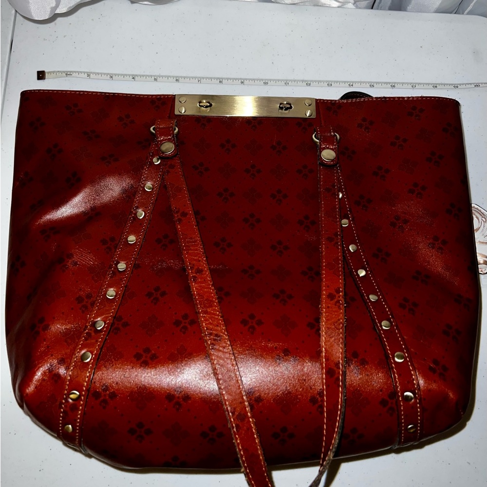 Elegant Brown Leather Patricia Nash Tote Bag *rare*
